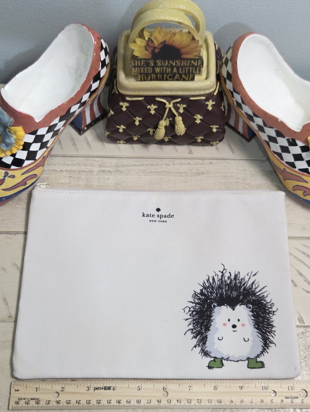 Kate Spade New York Critters Stevie Hedgehog Zippered Pouch Cosmetic Bag, EUC